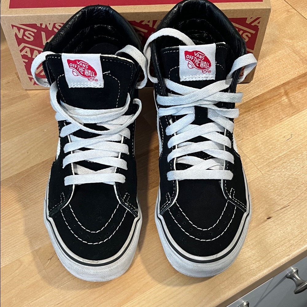 Vans Kids Black and White High-Top Sneakers